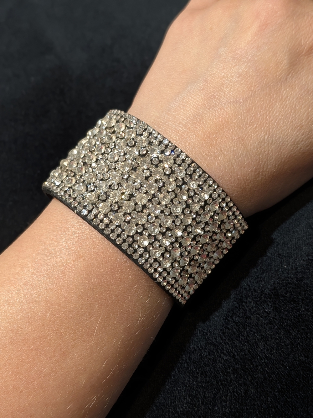 Crystal Pave Wide Snap Bracelet - Silver Sparkle